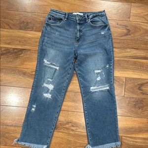 KanCan Distressed Ankle Cropped Jeans
